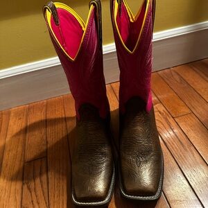 Ariat Pink and Yellow Boots never worn